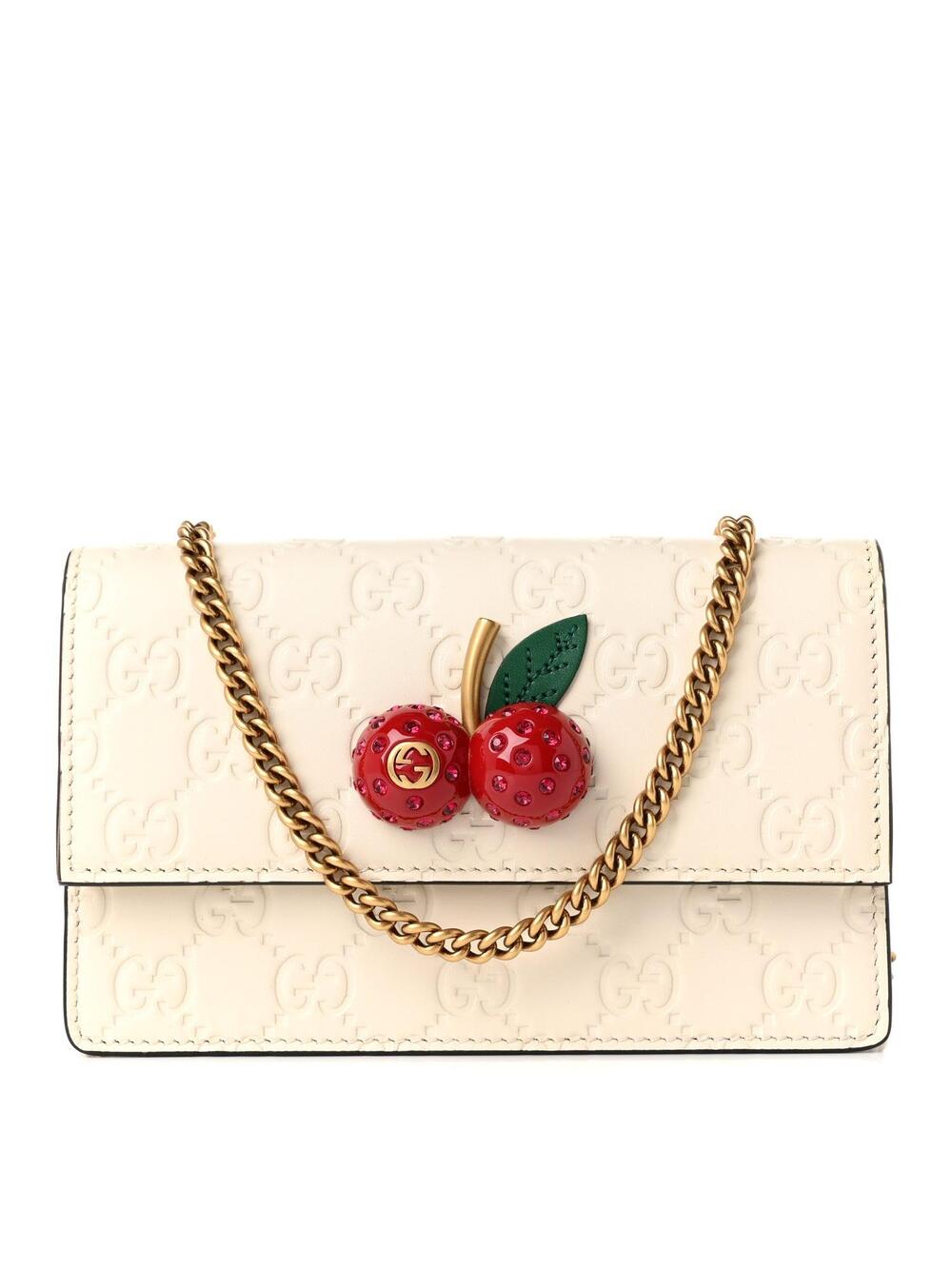 Guccissima Mini Cherry Chain Bag White #363291G10B
